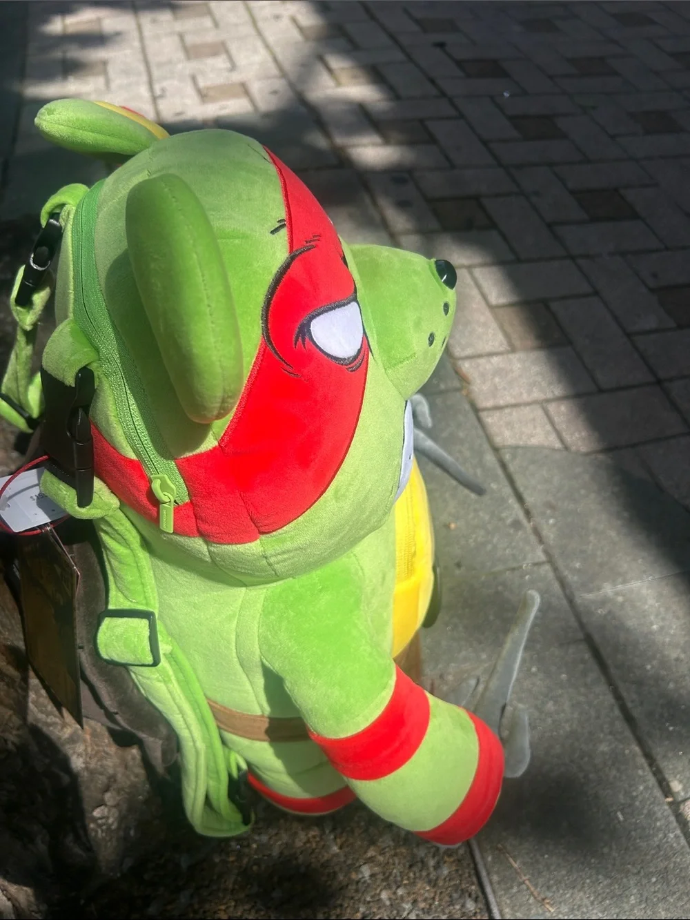 Sprayground Green Turtle-Inspired Plush with Red Mask and Yellow Belly